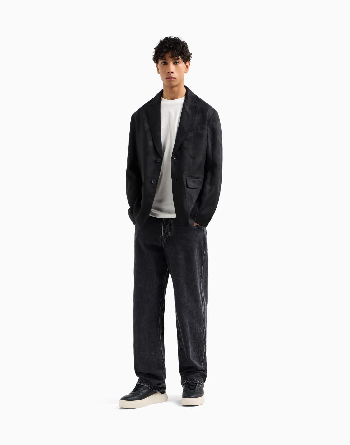 グレウォッシュデニム-バギパンツ-グレ--armani-exchange