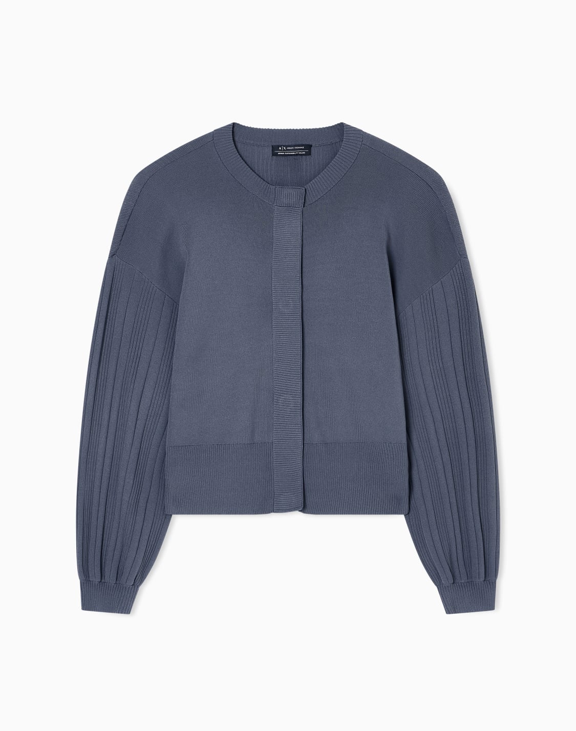 cardigan-with-ribbed-sleeves-grey--armani-exchange