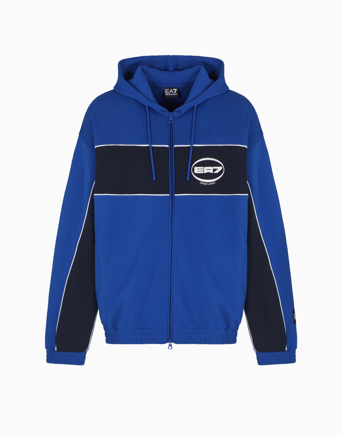 sweat-shirt-capuche-logo-series-en-mlange-de-coton-stretch-bleu--ea7