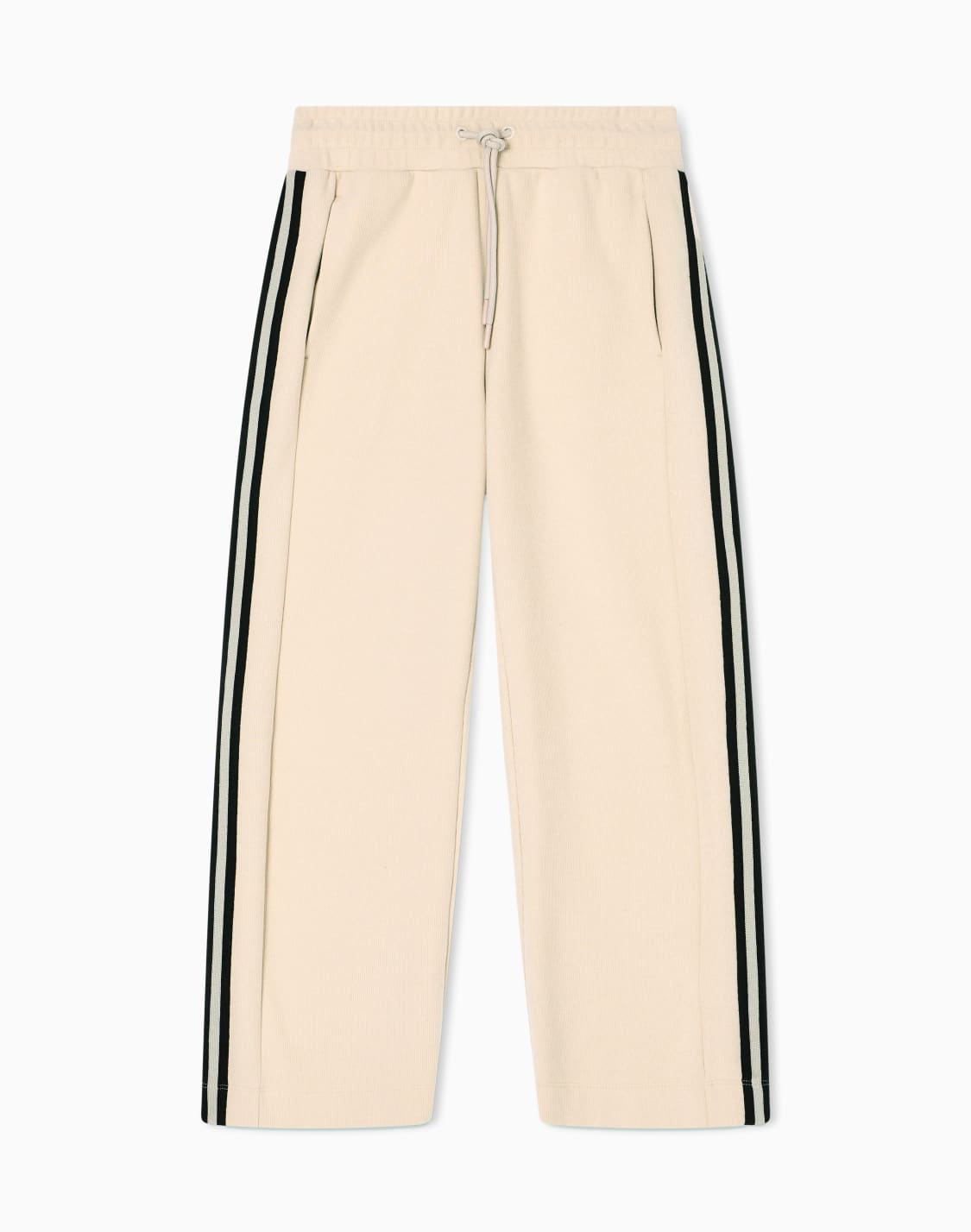pantalon-large-sporty-forever-en-mlange-de-coton-beige--ea7