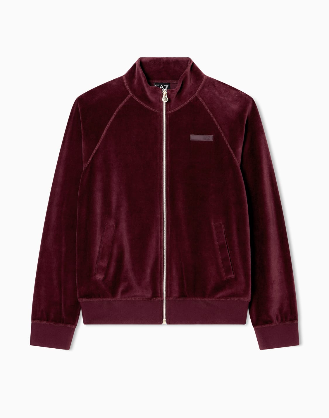 sweat-shirt-faon-cardigan-athletic-velour-en-chenille-stretch-bordeaux--ea7