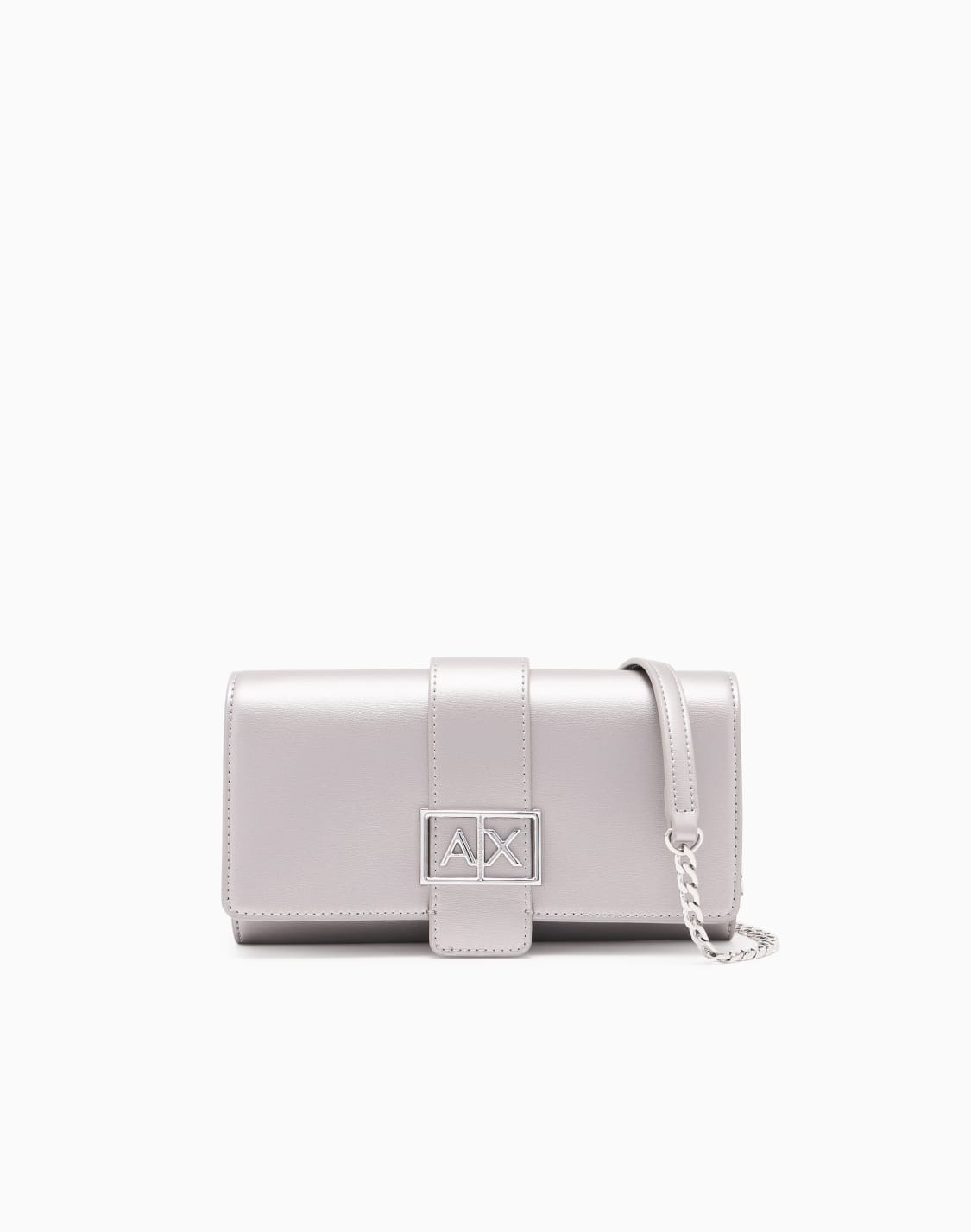 オンライン限定axロゴ-ショルダストラップ付きウォレット-シルバ--armani-exchange