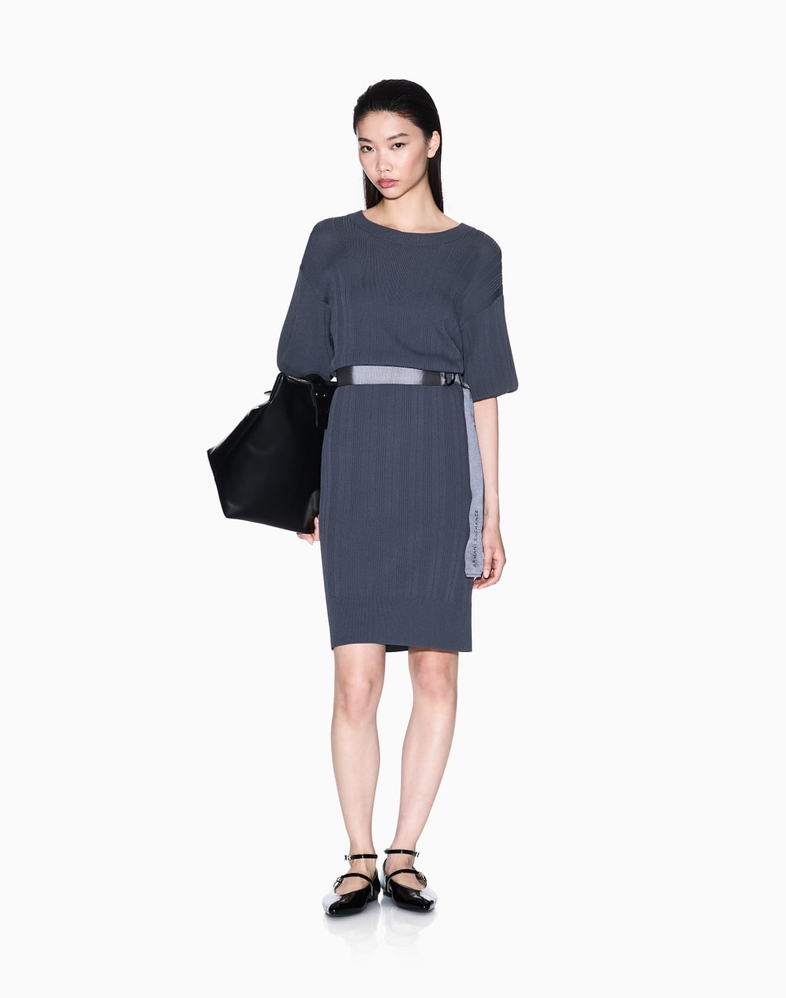 ribbed-midi-dress-with-belt-grey--armani-exchange