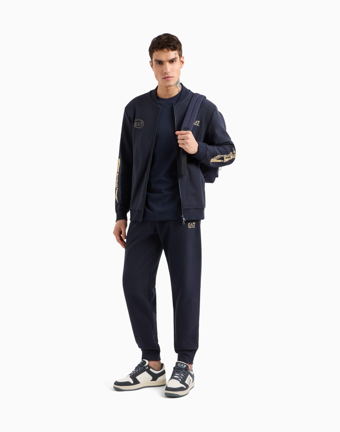 sweat-shirt-faon-cardigan-graphic-series-en-coton-bleu-marine--ea7