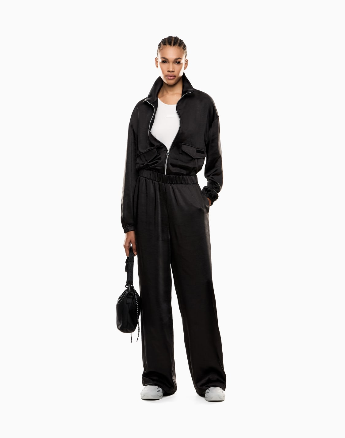 pantaloni-precious-in-tessuto-effetto-satin-nero--ea7