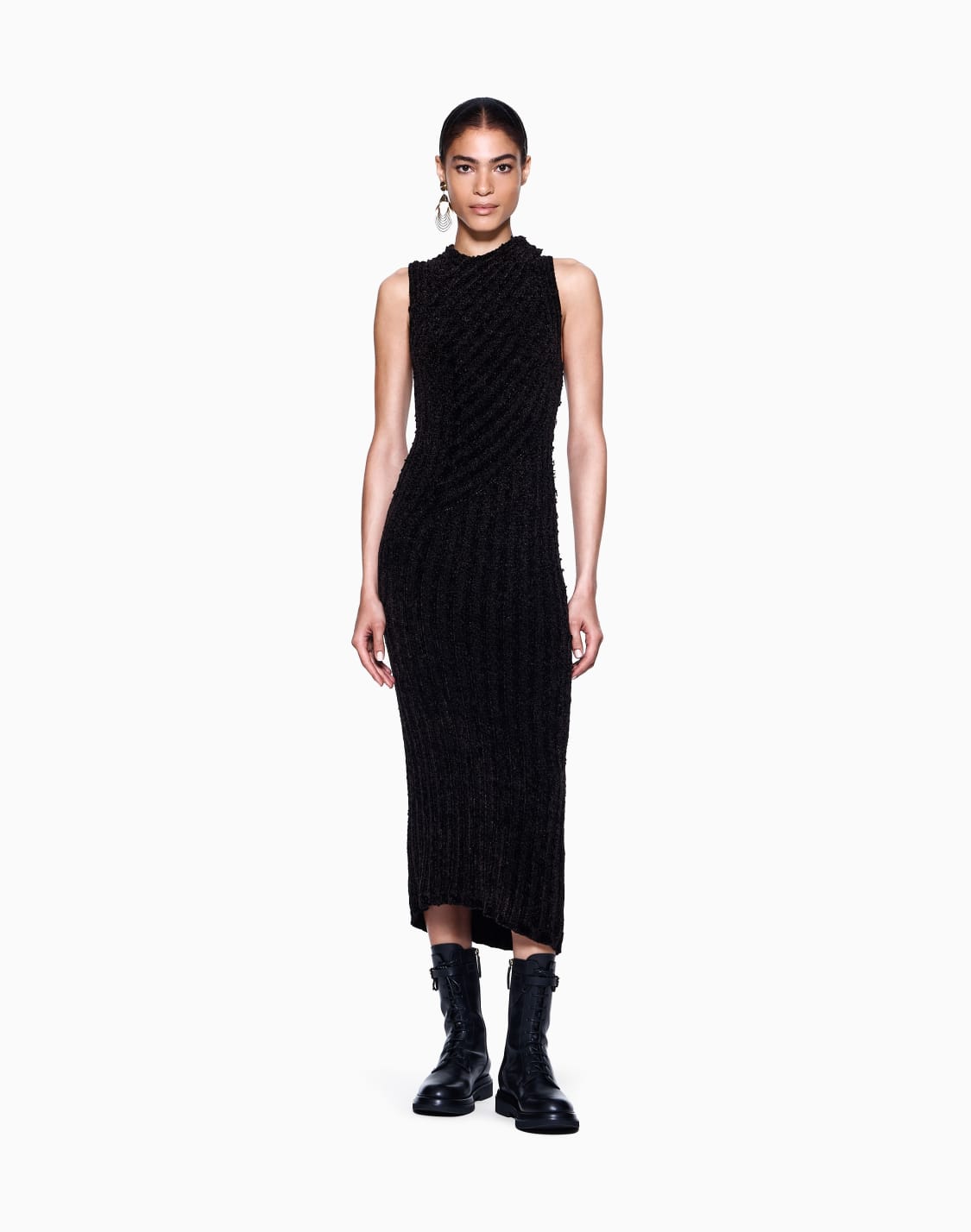 robe-mi-longue-en-maille-de-viscose-marron--giorgio-armani
