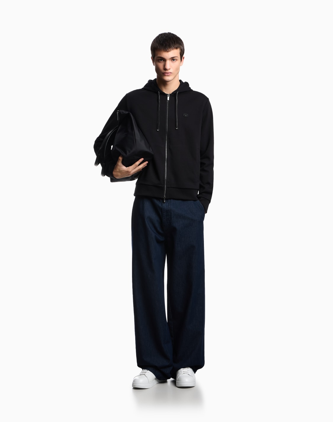 hooded-zipped-ponte-di-roma-sweatshirt-black--emporio-armani