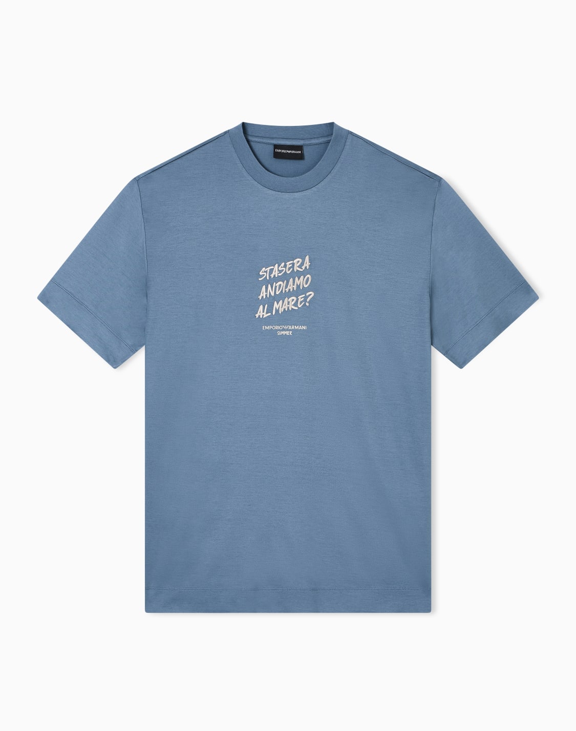 t-shirt-en-jersey-mlange-lyocell-avec-broderie-de-la-phrase-summer-mood-asv-bleu-clair--emporio-armani