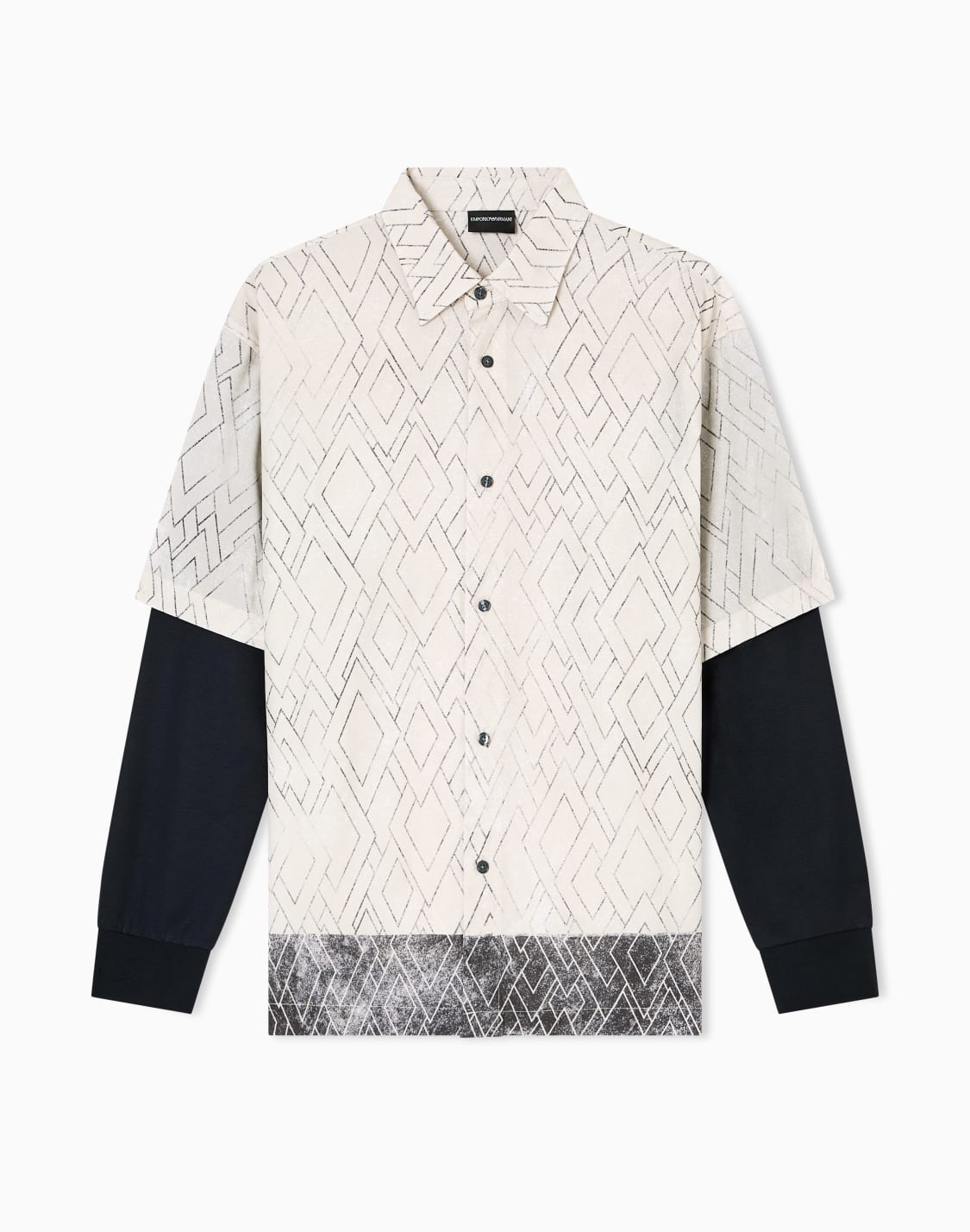 chemise-coupe-confortable-effet-deux-pices-en-mlange-de-lyocell-imprim-asv-beige--emporio-armani