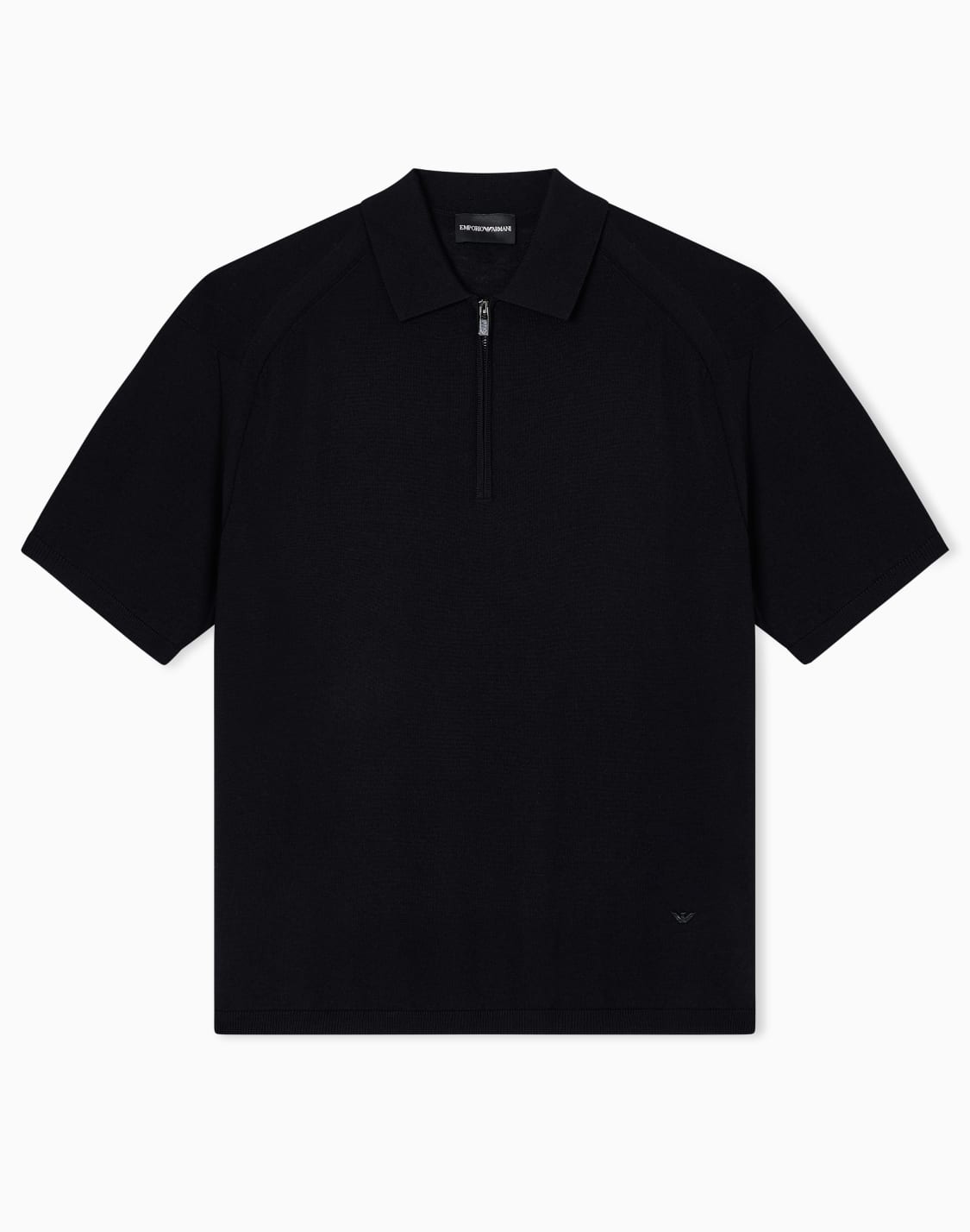 asv-plain-knit-jumper-with-polo-shirt-collar-in-a-wool-and-lyocell-blend-black--emporio-armani