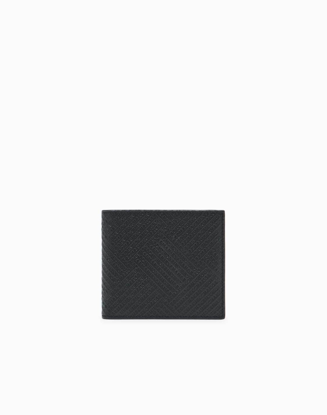 オンライン限定オルオバエンボスロゴ-レザ-二つ折り財布-ブラック--armani-exchange