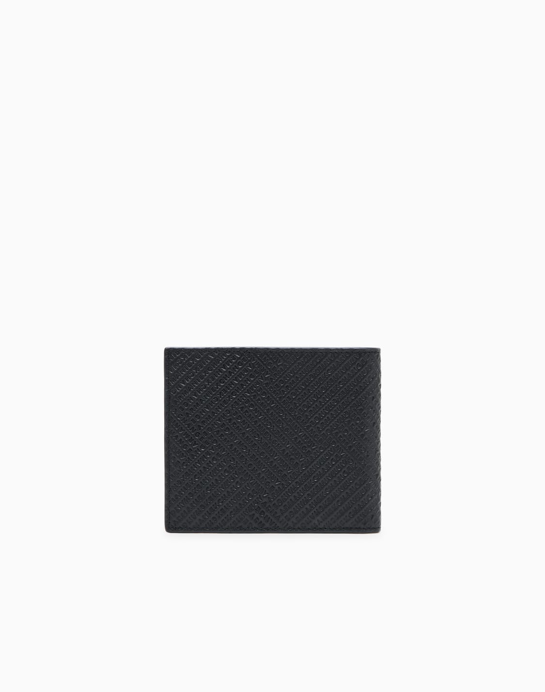 オンライン限定オルオバエンボスロゴ-レザ-二つ折り財布-ブラック--armani-exchange