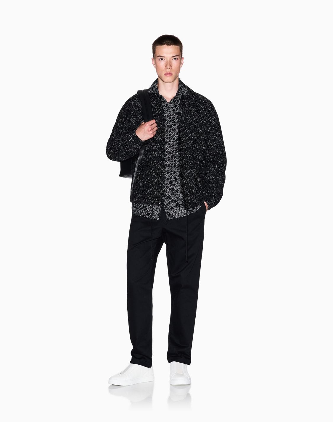 slim-fit-micro-pattern-shirt-black--armani-exchange
