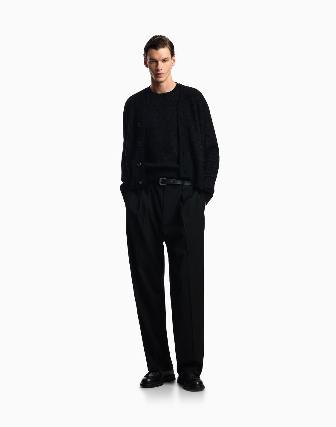 limited-edition-set-of-cardigan-and-top-in-alpaca-and-lurex-blend-jacquard-black--emporio-armani