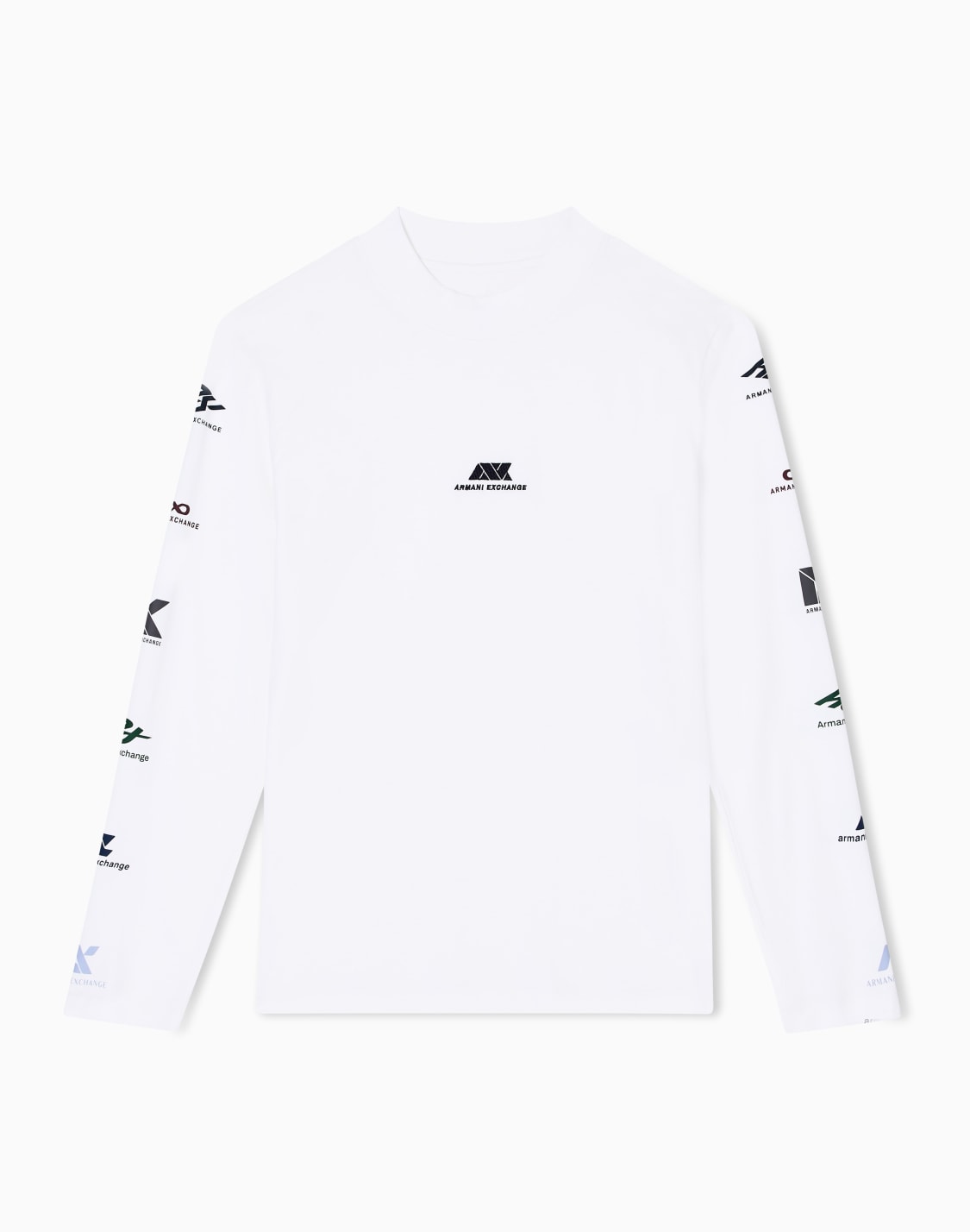 ランダムロゴ-長袖クルネックtシャツ-ホワイト--armani-exchange