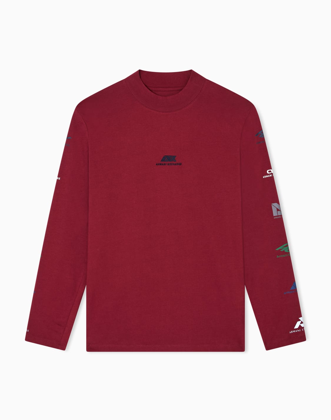 ランダムロゴ-長袖クルネックtシャツ-バガンディ--armani-exchange