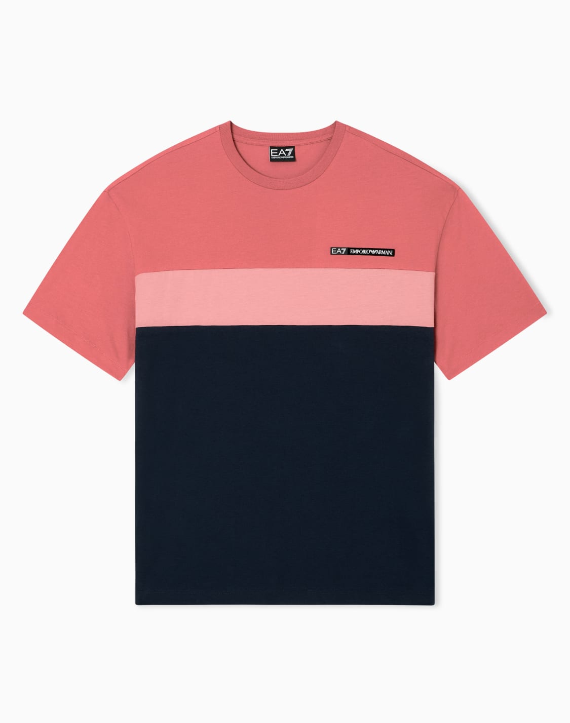 オンライン限定athletic-colour-block-クルネックtシャツ-コットン混紡-ピンク--ea7