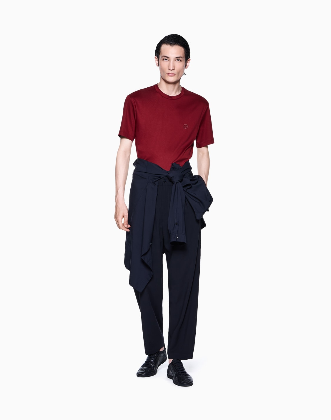 tシャツ-コットンインタロック-ロゴ刺繍-レッド--giorgio-armani