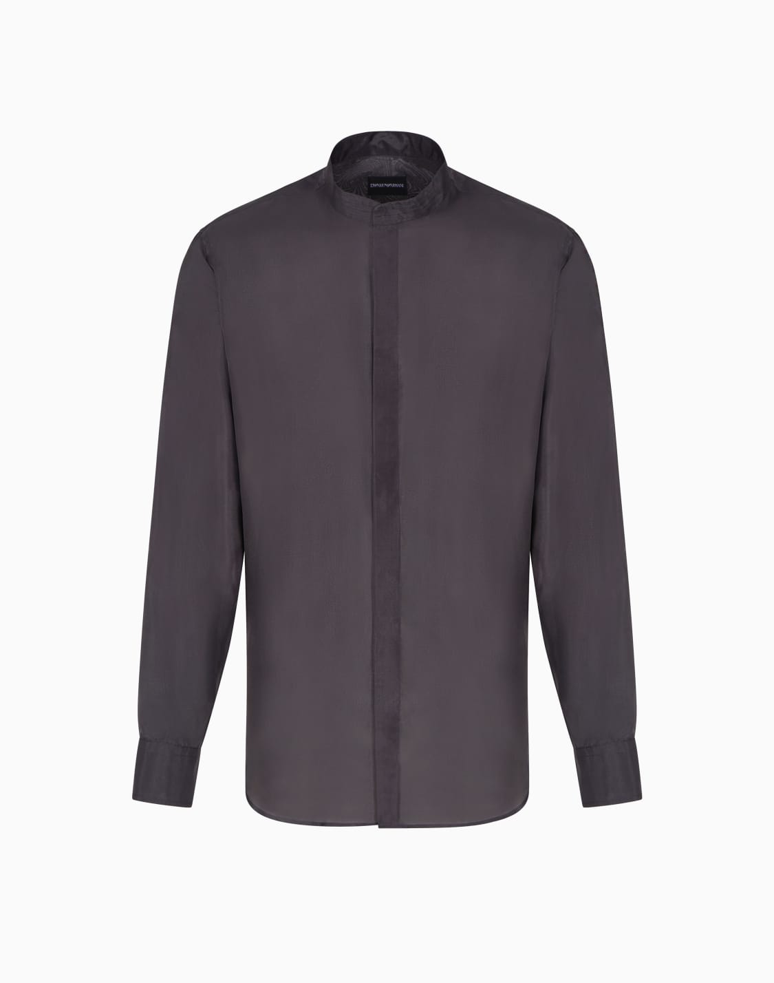 camisa-plisada-de-seda-pura-con-cuello-de-tira-negro--emporio-armani