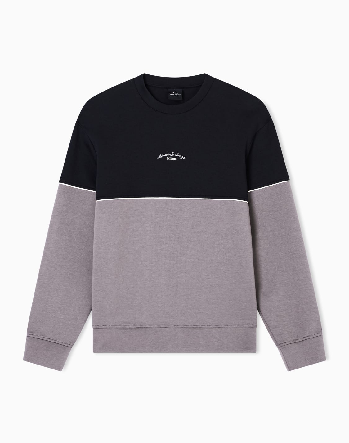 two-tone-sweatshirt-in-stretch-fabric-black--armani-exchange