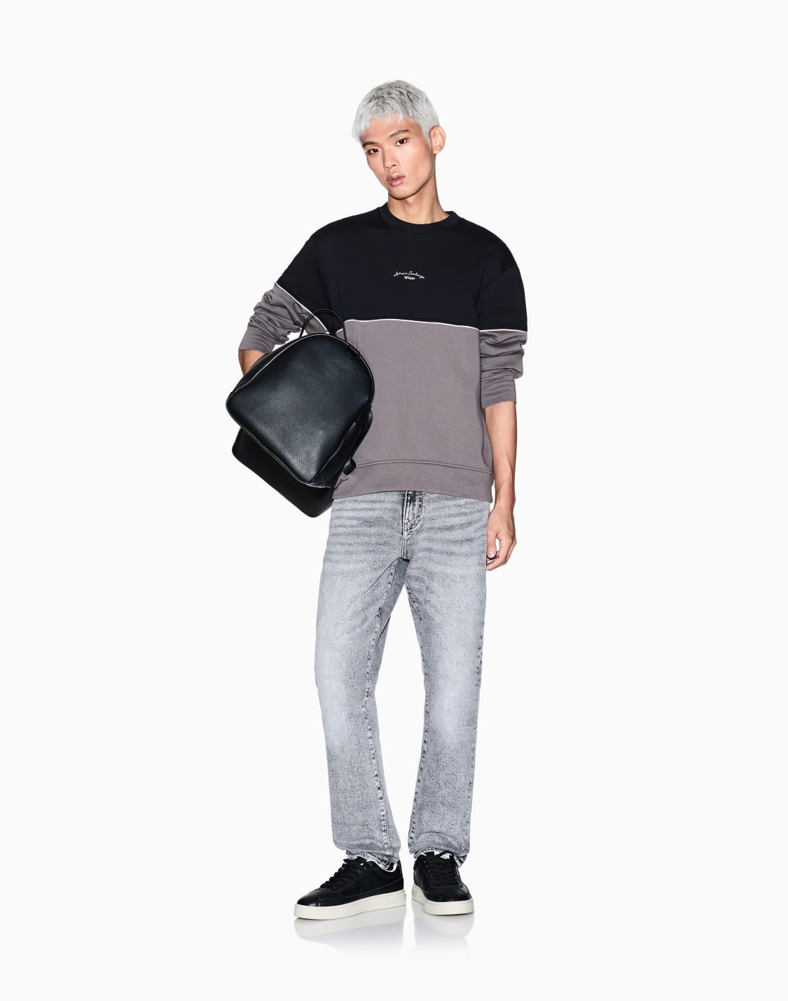 two-tone-sweatshirt-in-stretch-fabric-black--armani-exchange