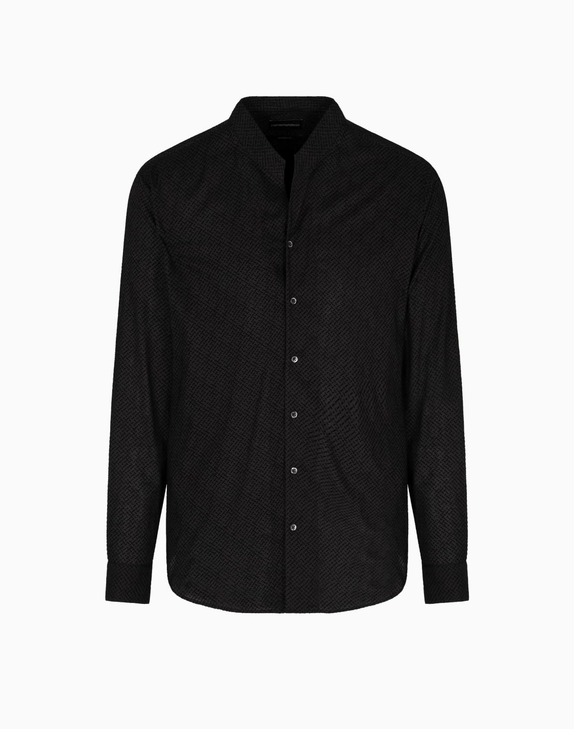 グルカラシャツ-オルオバ-フロックプリント-ブラック--emporio-armani