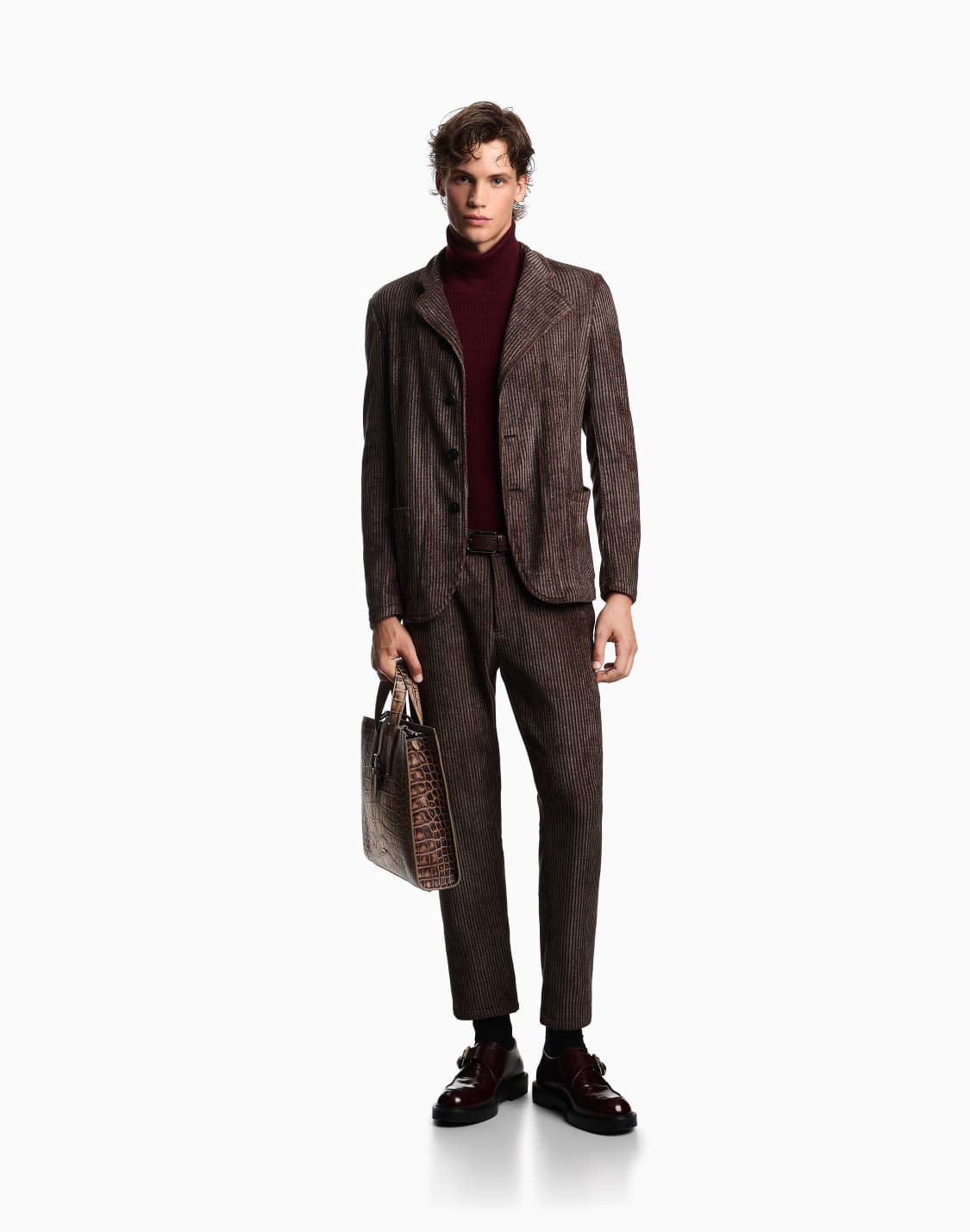 veste-col-officier-avec-fermeture-dcentre-en-velours-ctel-imprim-marron--emporio-armani