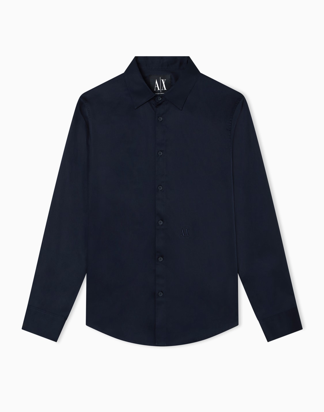 chemise-en-coton-extensible-manches-longues-bleu-marine--armani-exchange