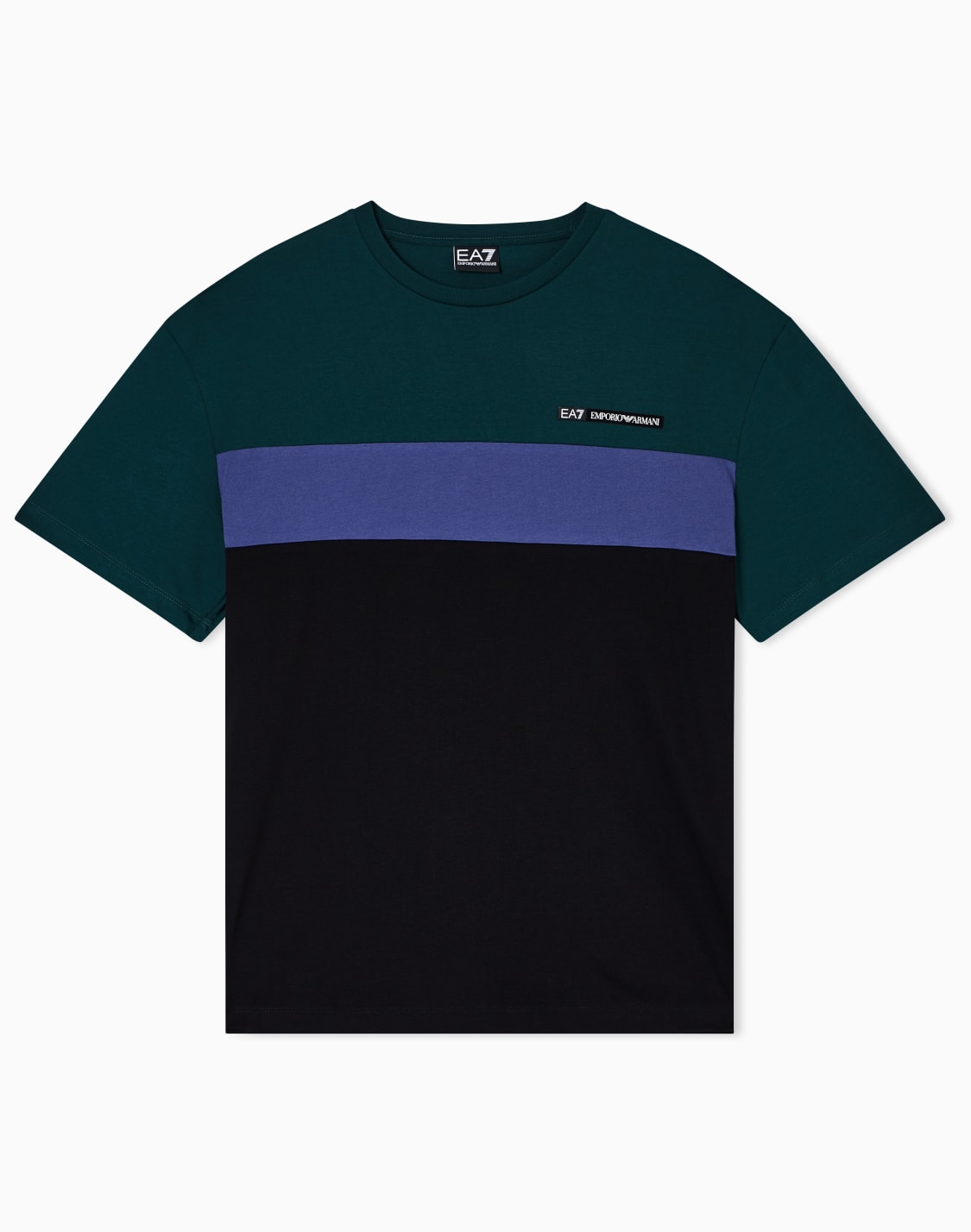 t-shirt-ras-du-cou-athletic-colour-block-en-mlange-de-coton-vert--ea7