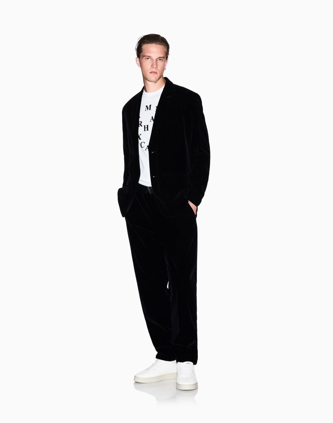 ベロア-パンツ-ブラック--armani-exchange