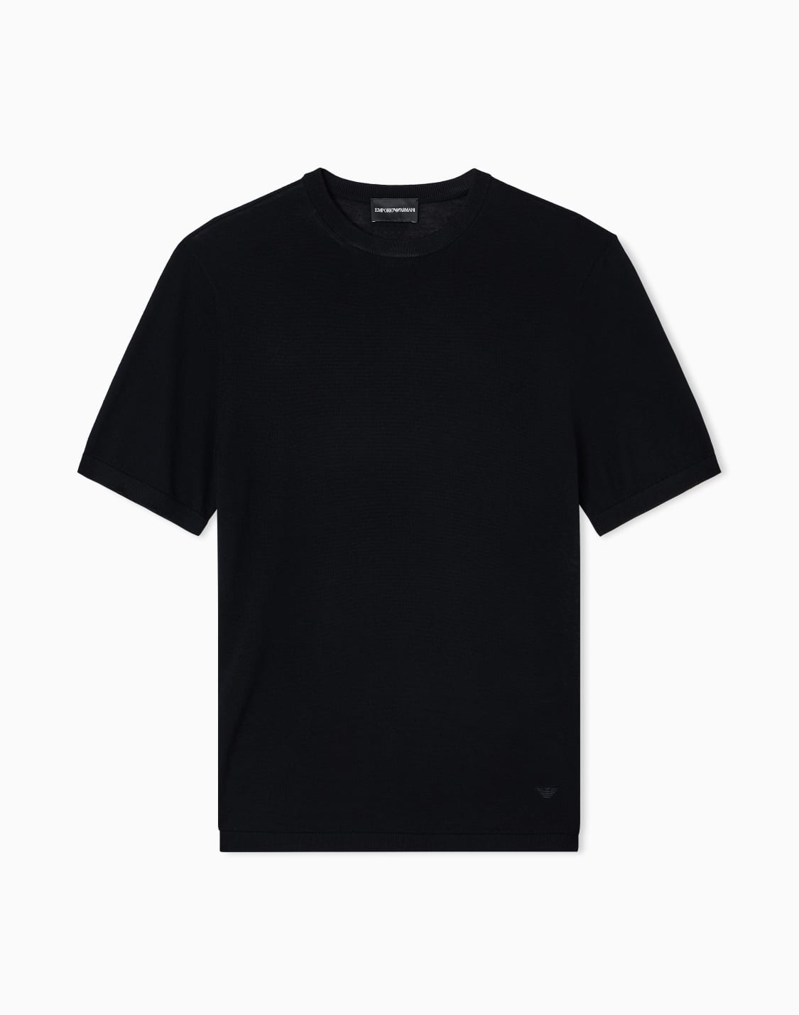 short-sleeved-jumper-in-a-seamless-plain-knit-virgin-wool-black--emporio-armani