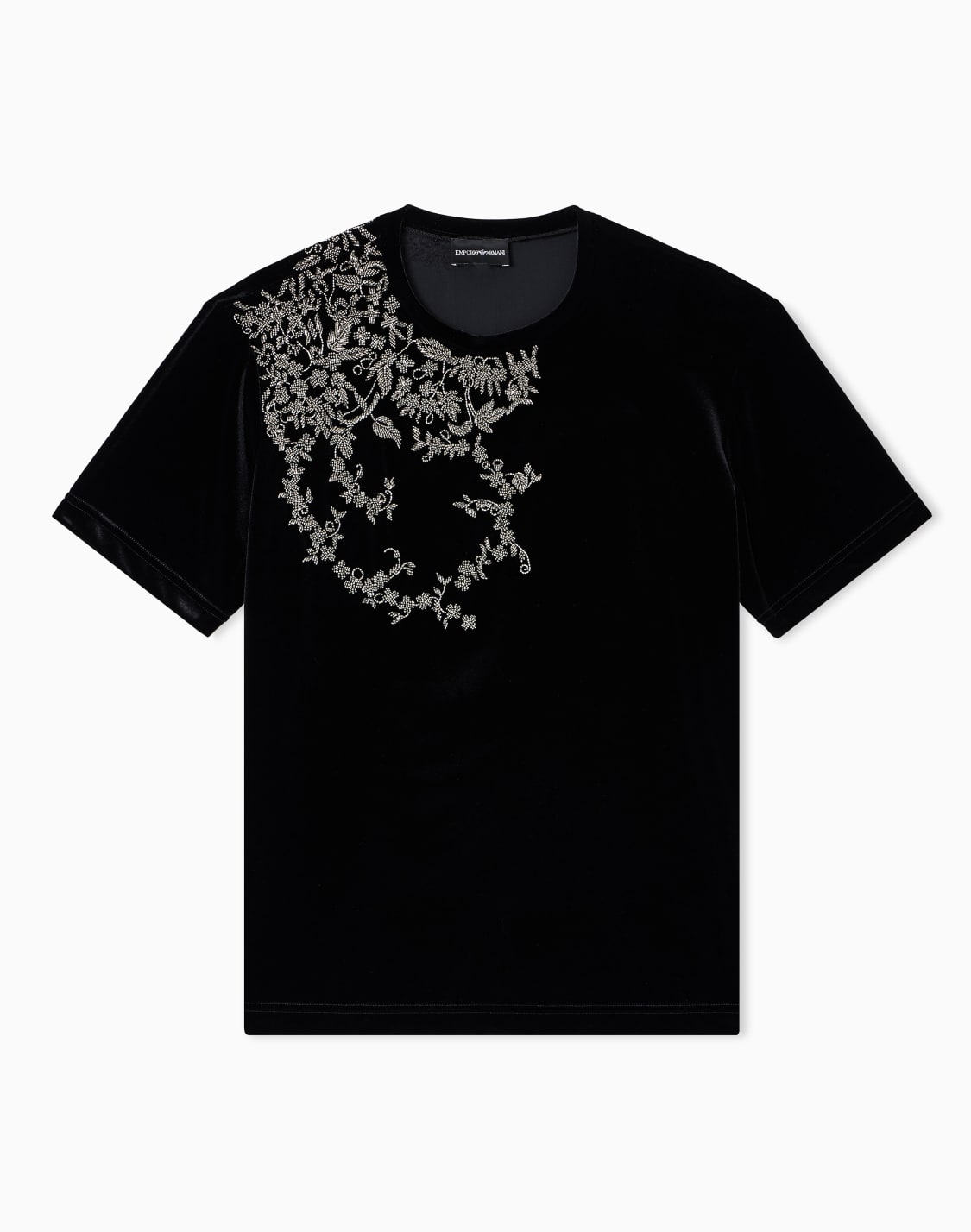 t-shirt-en-jersey-de-chenille-avec-broderie-de-perles-noir--emporio-armani