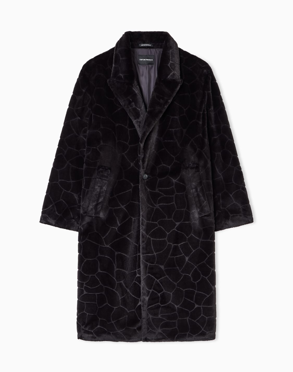 single-breasted-coat-in-faux-fur-with-a-crocodile-intarsia-brown--emporio-armani