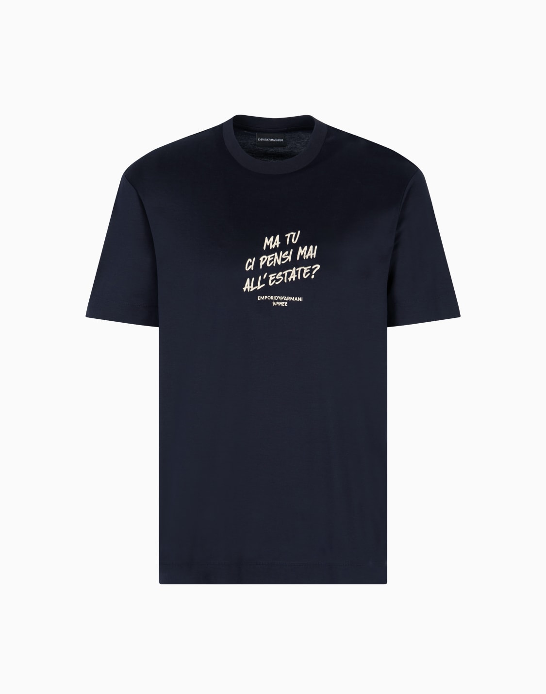 t-shirt-en-jersey-mlange-lyocell-avec-broderie-de-la-phrase-summer-mood-asv-bleu-marine--emporio-armani