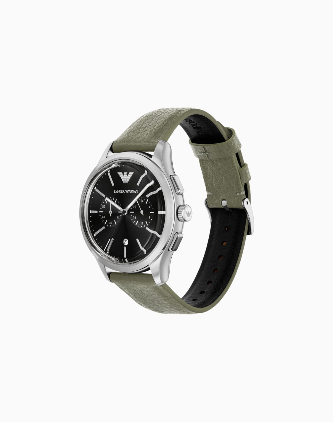 クロノグラフウォッチ-グリンレザ-ストラップ-マルチカラ--emporio-armani