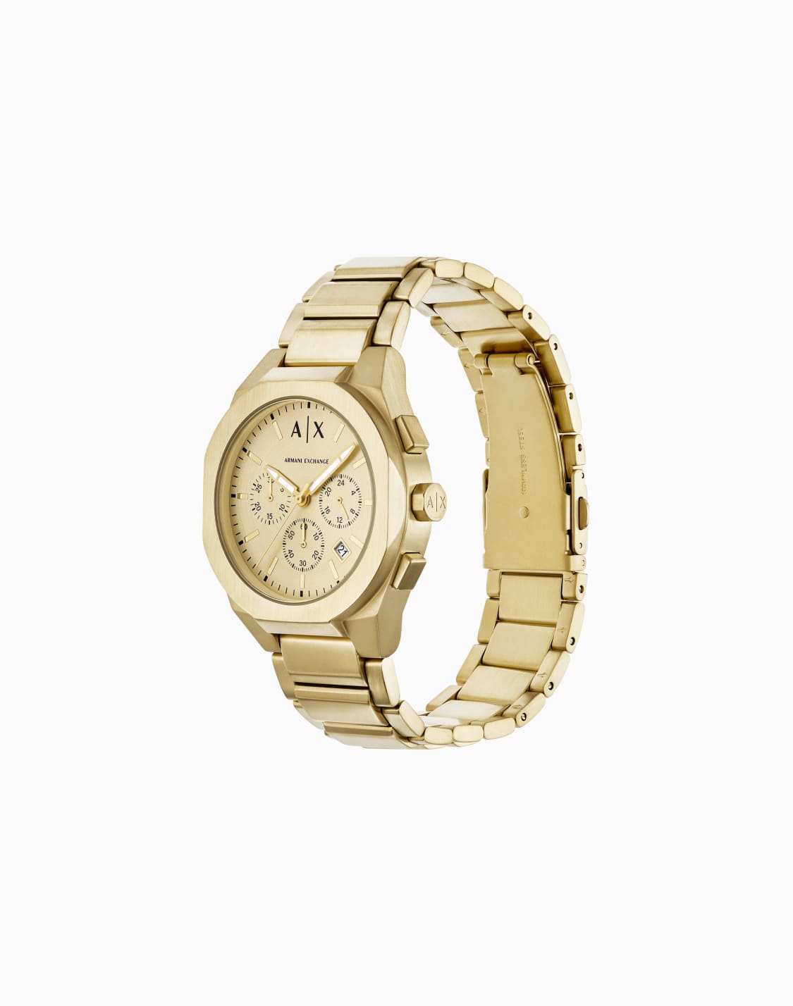 -sync-chronograph-gold-tone-stainless-steel-watch-pair-gift-set-multicoloured--armani-exchange
