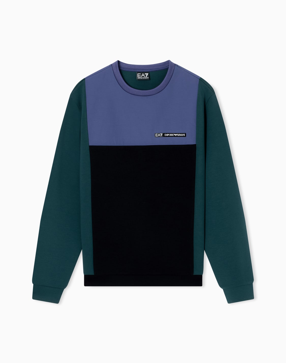 sweat-shirt-ras-du-cou-athletic-colour-block-en-mlange-viscose-stretch-noir--ea7