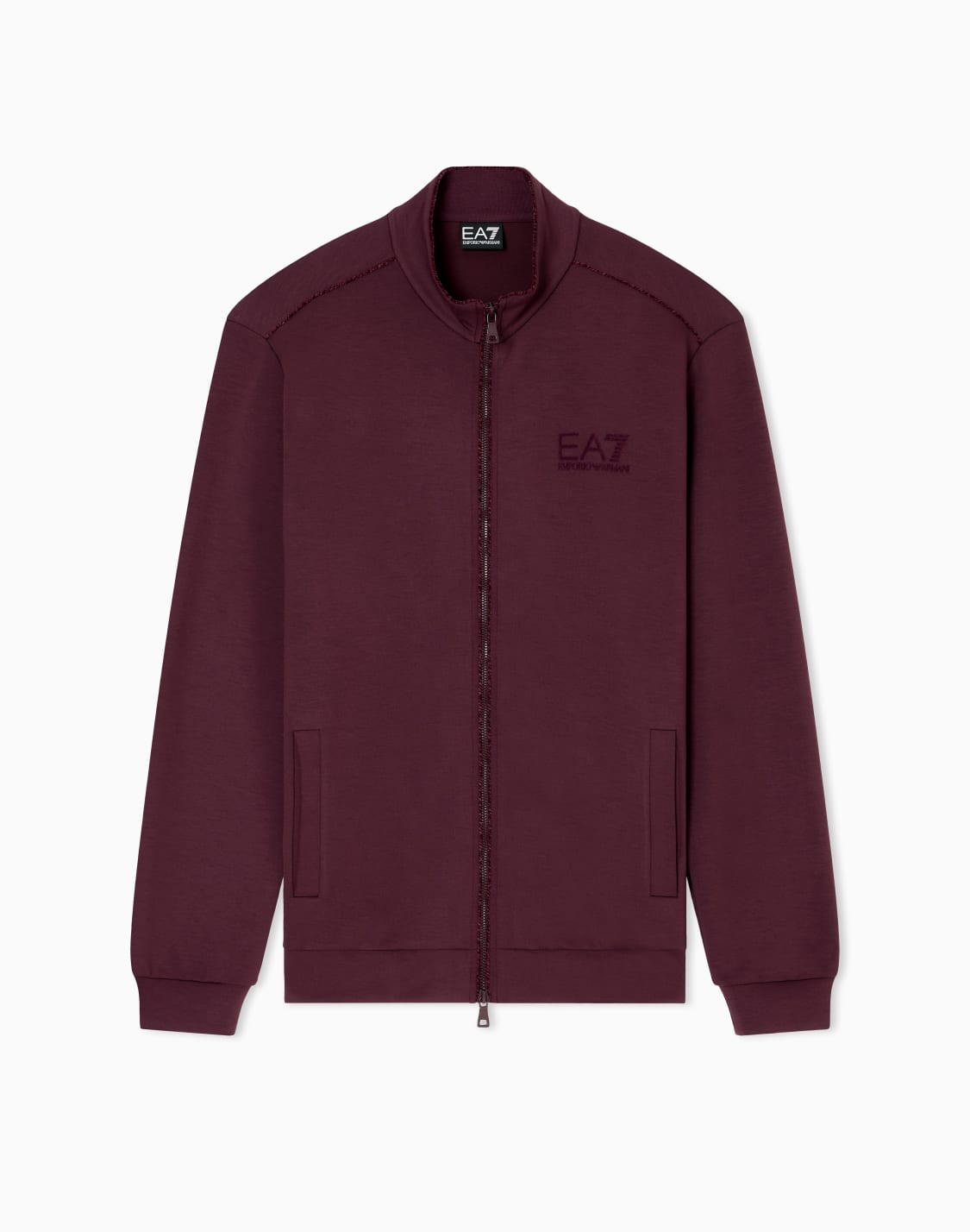 sweat-shirt-lux-identity-en-interlock-de-mlange-de-modal-bordeaux--ea7