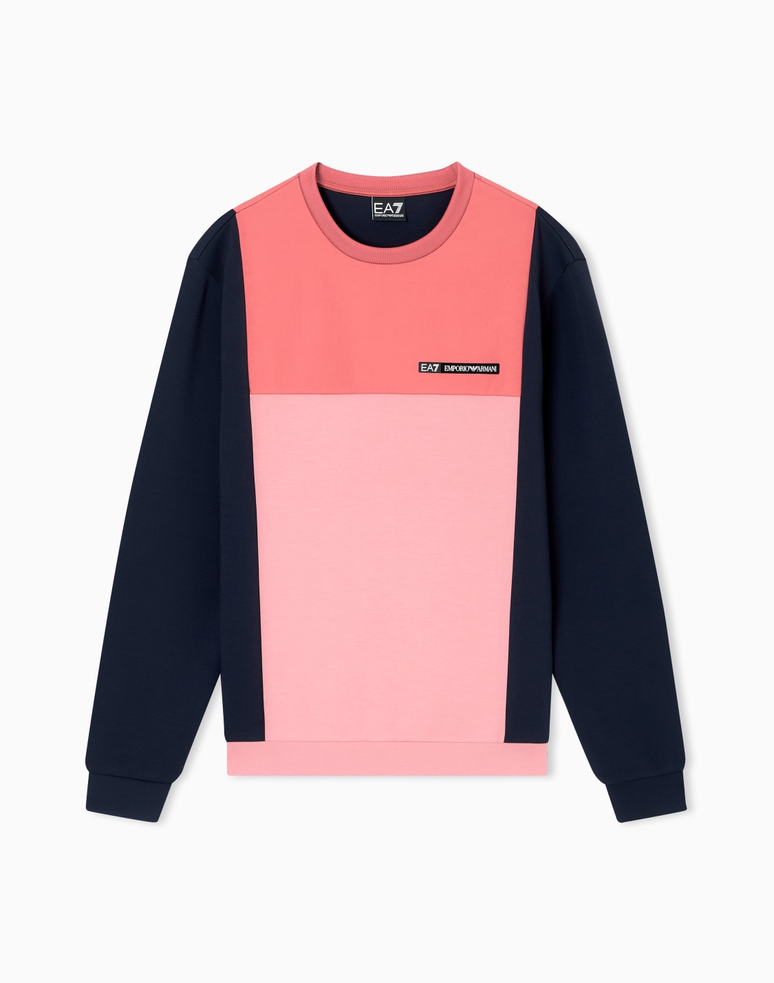 オンライン限定athletic-colour-block-クルネック-スウェットシャツ-ストレッチビスコス混紡-ピンク--ea7