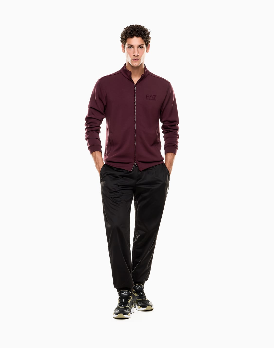 sweat-shirt-lux-identity-en-interlock-de-mlange-de-modal-bordeaux--ea7