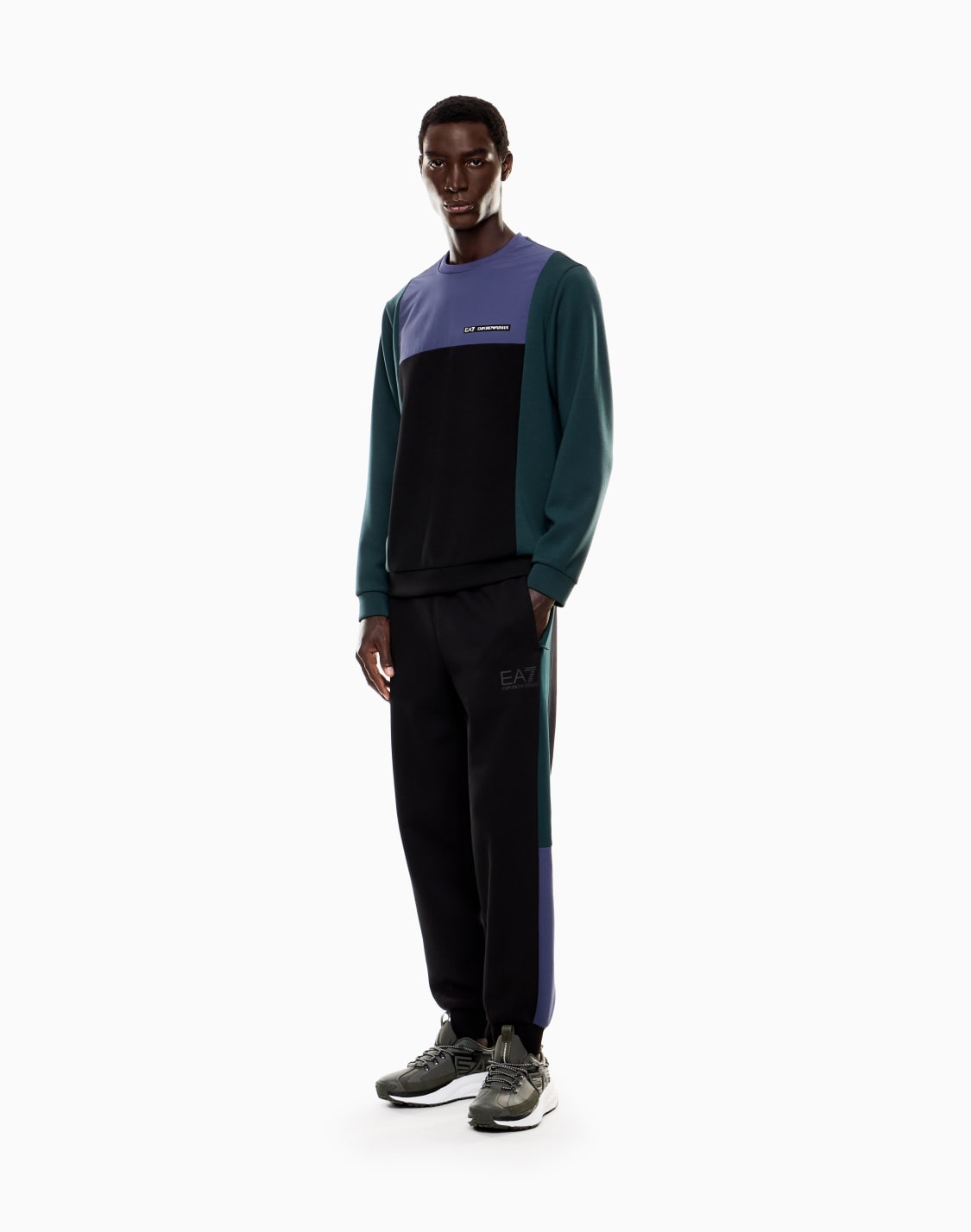 sweat-shirt-ras-du-cou-athletic-colour-block-en-mlange-viscose-stretch-noir--ea7