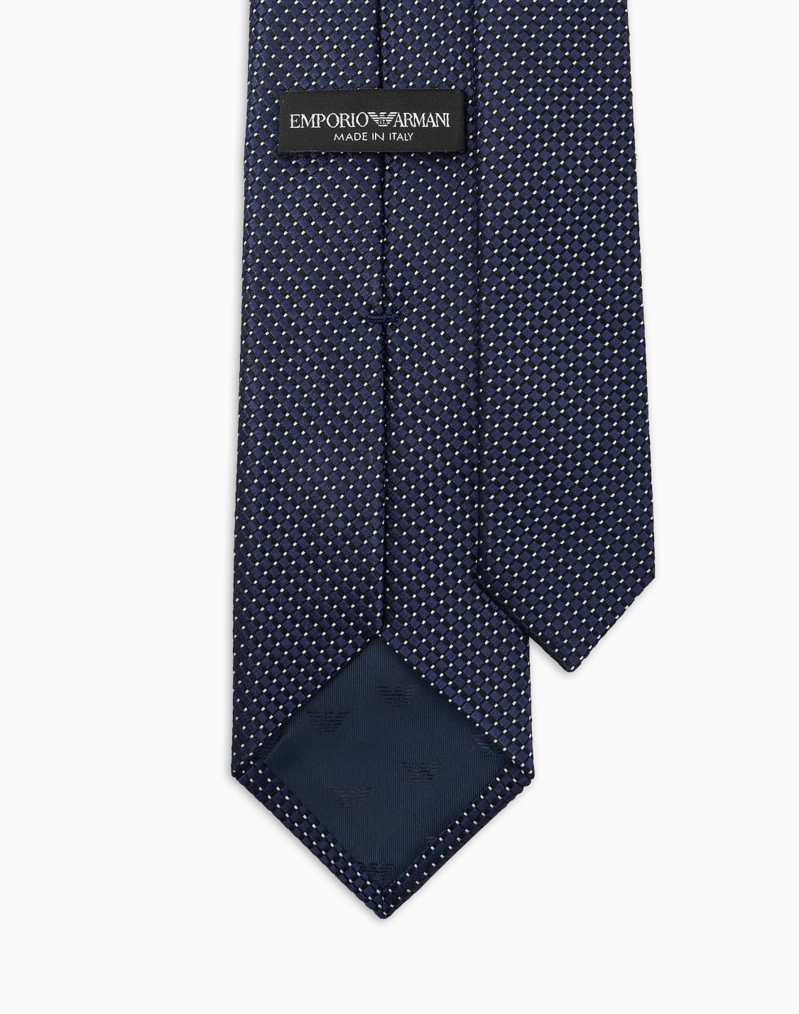 ネクタイ-ピュアシルク-ジャカドマイクロチェックパタン-ブル--emporio-armani