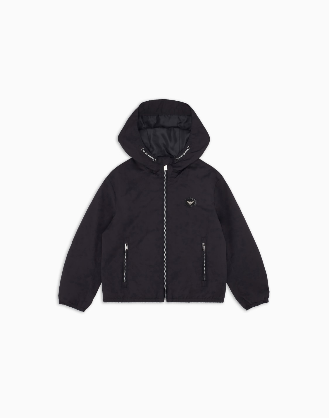 フド付きジャケット-撥水加工ナイロン-ロゴパッチ-ネイビブル--emporio-armani