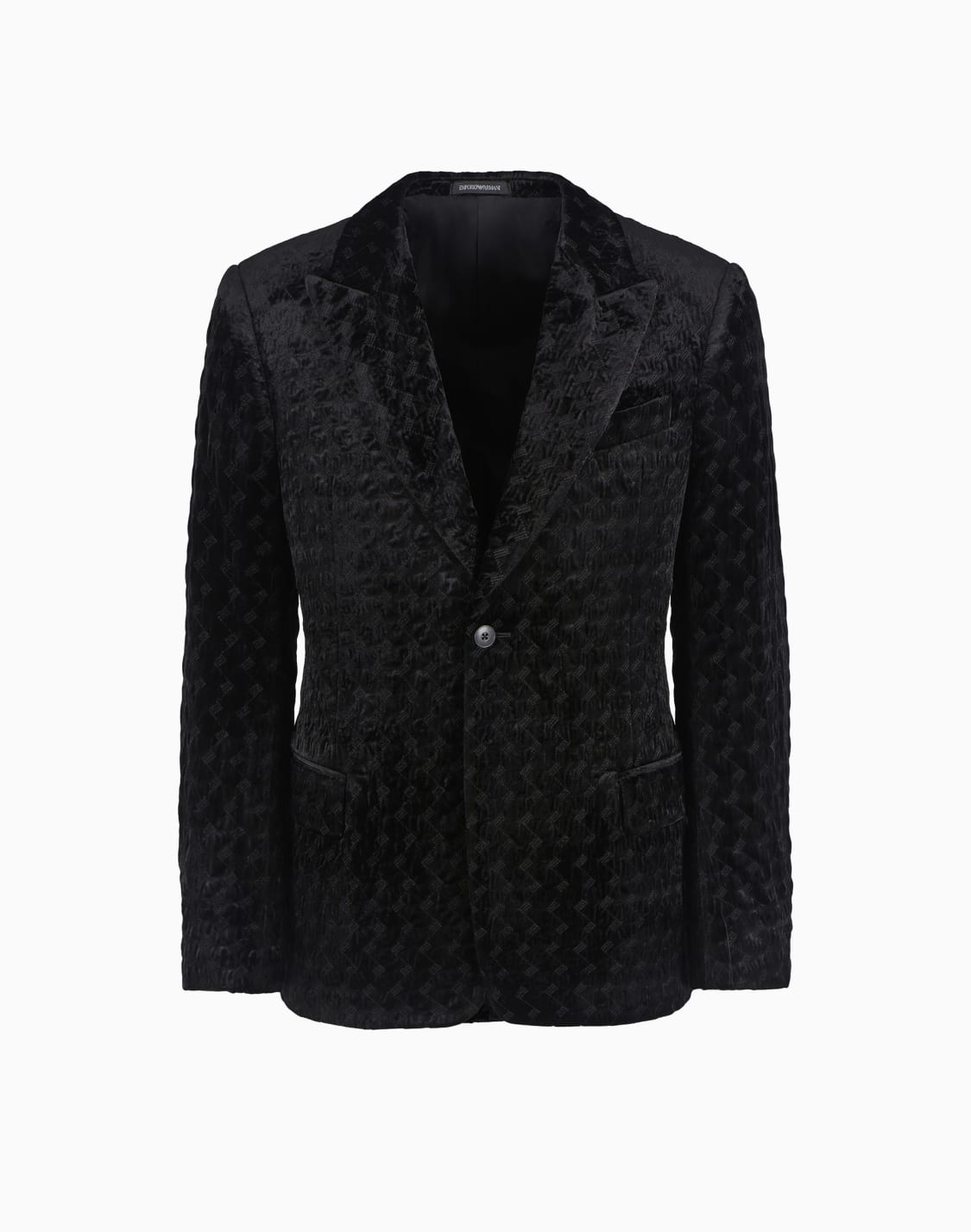 シングルブレストジャケット-ベルベット-ジグザグ総刺繍-ブラック--emporio-armani