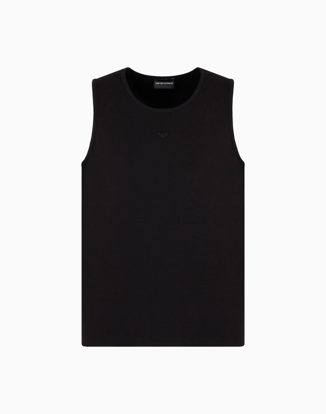 タンクトップ-ニット風リブ素材-ブラック--emporio-armani
