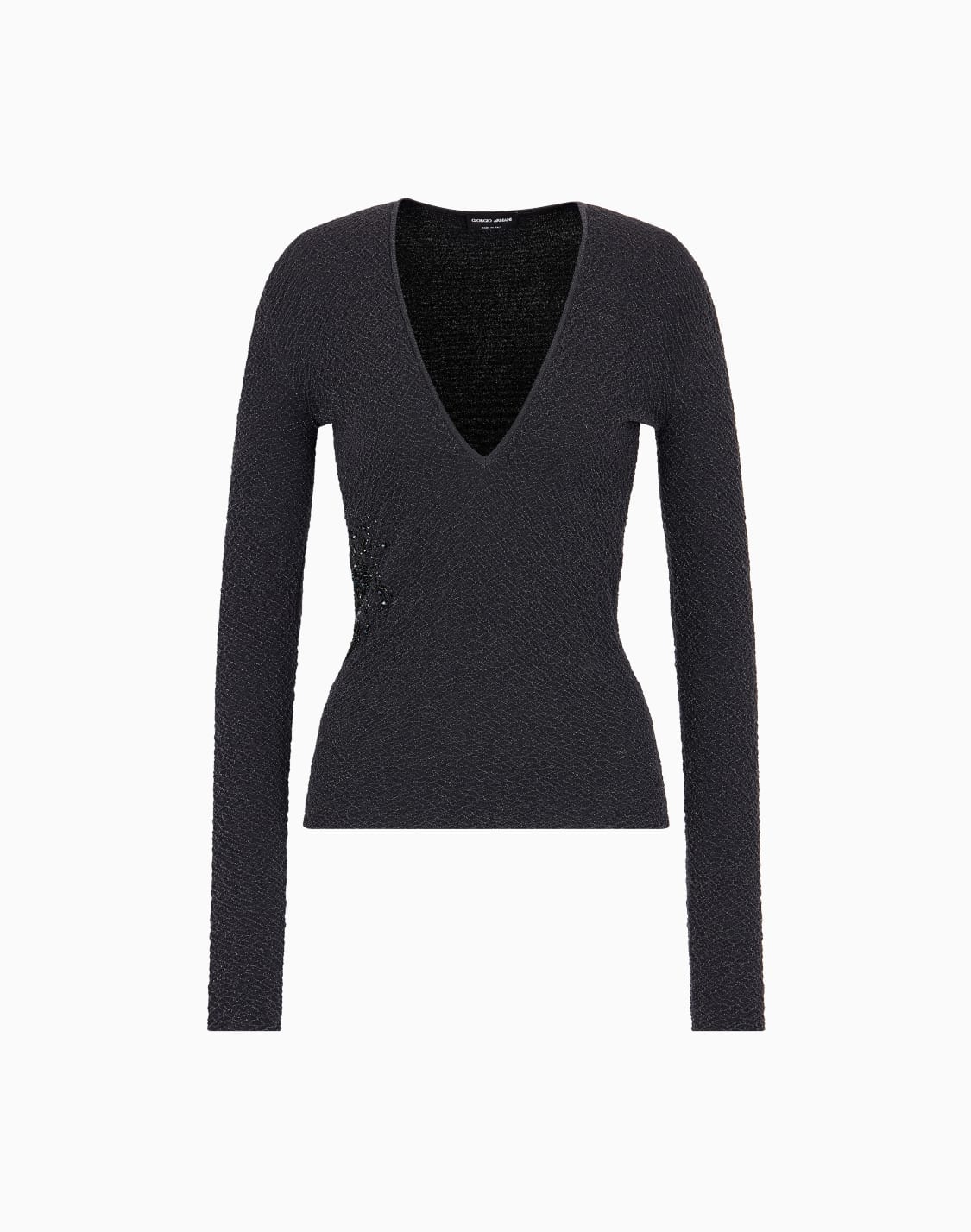 v-neck-jumper-in-embossed-metallic-viscose-with-embroidery-black--giorgio-armani