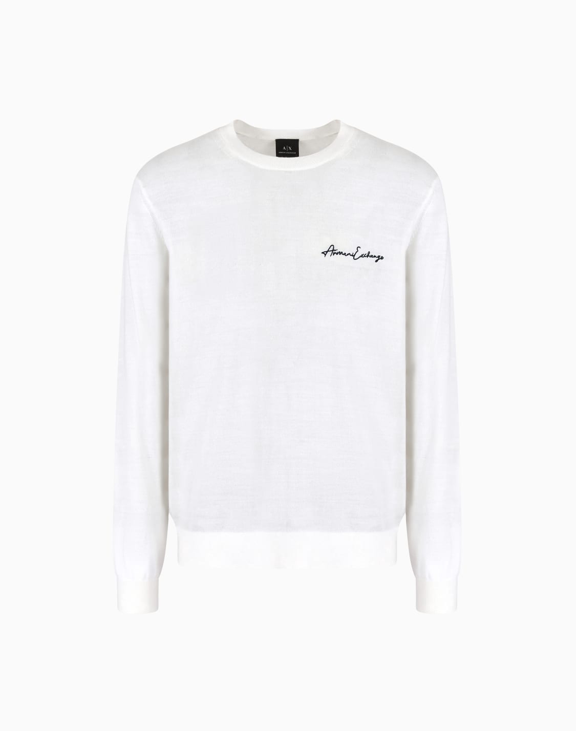 シグネチャロゴ-クルネックニットプルオバ-ホワイト--armani-exchange