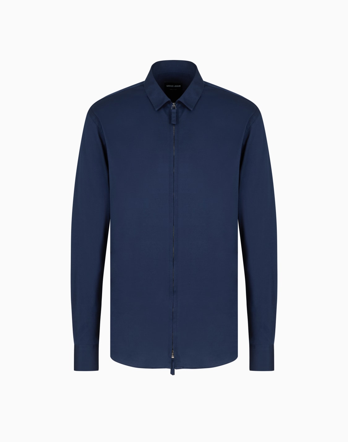 ジッパ付きシャツ-コットンジャジ製-ネイビブル--giorgio-armani