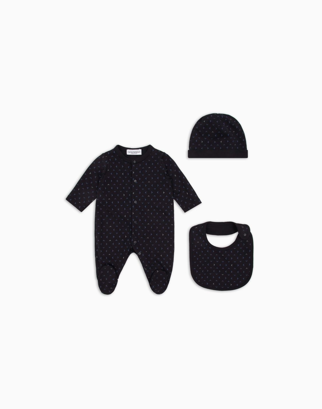 gift-set-of-an-all-over-op-art-eagle-onesie-bib-and-beanie-blue--emporio-armani
