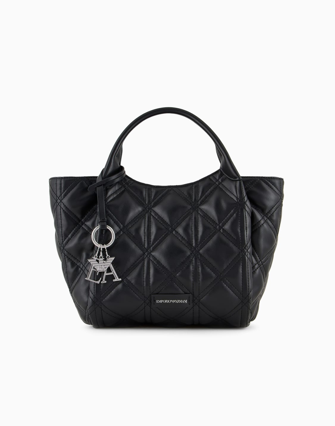 オンライン限定ショッパ-キルトナッパレザエフェクトファブリック製-ブラック--emporio-armani